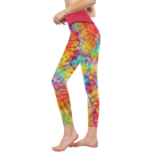 Whimsical Rainbow Tie Dye Women's All Over Print High-Waisted Leggings (Model L36)