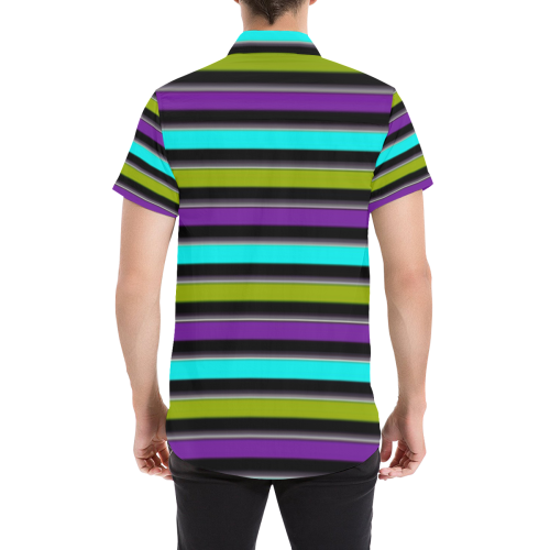 retro stripe 1 Men's All Over Print Short Sleeve Shirt (Model T53)