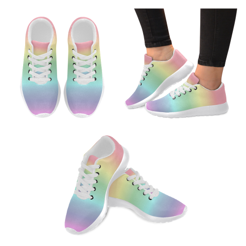 Pastel Rainbow Men's Running Shoes/Large Size (Model 020)