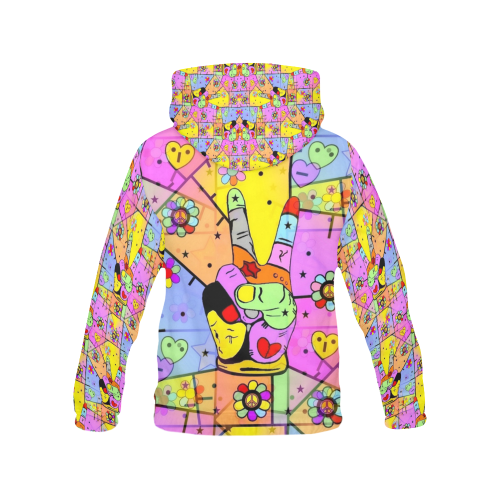 Peace Popart by Nico Bielow All Over Print Hoodie for Men/Large Size (USA Size) (Model H13)