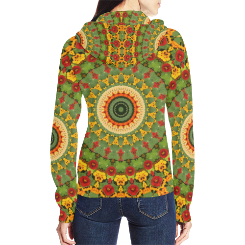 Garden Mandala All Over Print Full Zip Hoodie for Women (Model H14)