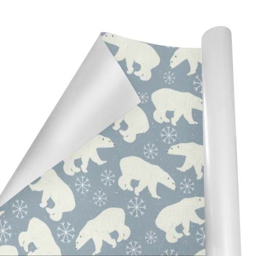Winter Snowflakes Polar Bears Pattern Gift Wrapping Paper 58"x 23" (1 Roll)