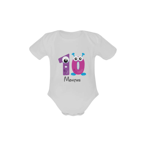 MONSTER NUMBERS-10 Baby Powder Organic Short Sleeve One Piece (Model T28)