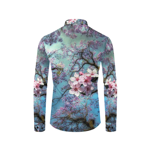 Cherry blossomL Men's All Over Print Casual Dress Shirt (Model T61)