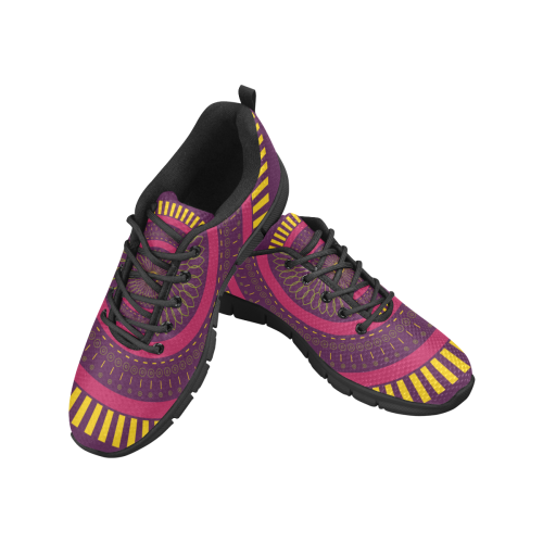 red zen mandala circle Women's Breathable Running Shoes (Model 055)