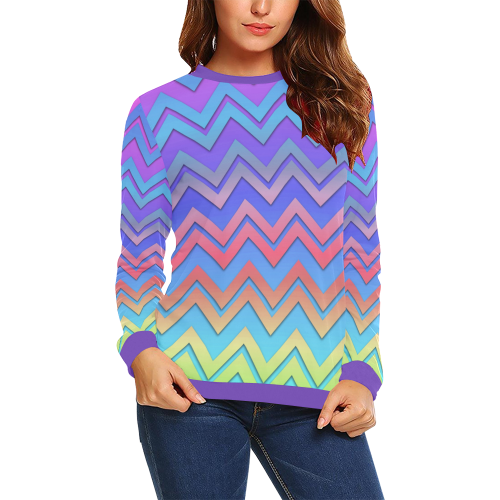 Chevron Love All Over Print Crewneck Sweatshirt for Women (Model H18)