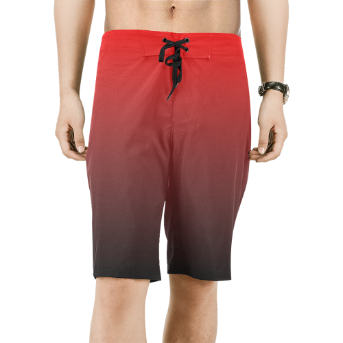 Red to Black Fade Men's All Over Print Board Shorts (Model L16)