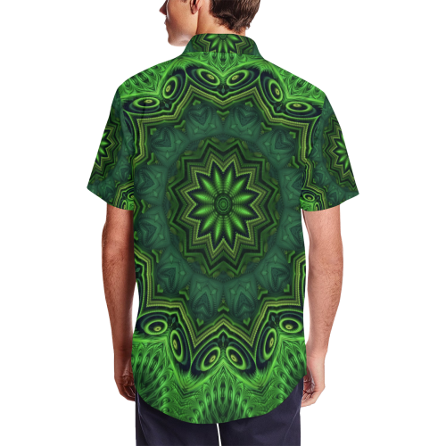 Harmony in Green Men's Short Sleeve Shirt with Lapel Collar (Model T54)