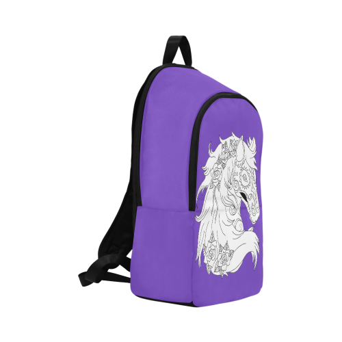 Color Me Sugar Skull Horse Purple Fabric Backpack for Adult (Model 1659)