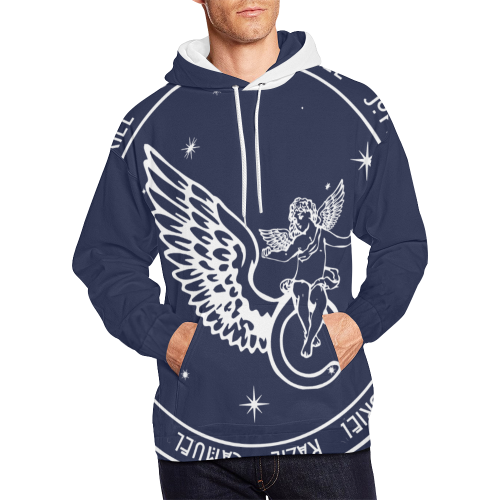 CoraggioStars NavyWhite All Over Print Hoodie for Men/Large Size (USA Size) (Model H13)