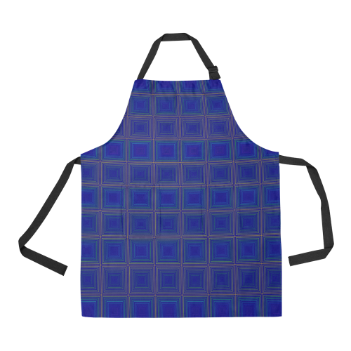 Royal blue golden multicolored multiple squares All Over Print Apron