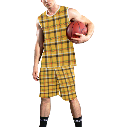 YELLOW TARTAN-5 All Over Print Basketball Uniform