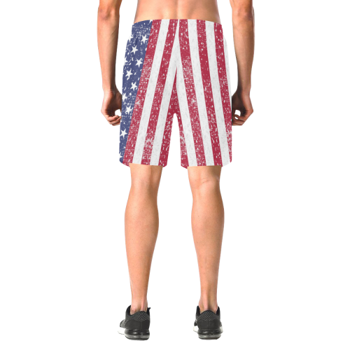 American Flag Distressed Men's All Over Print Elastic Beach Shorts (Model L20)