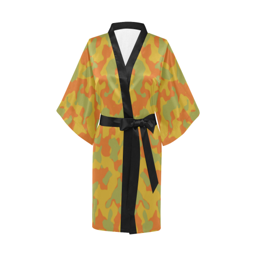 Camouflage Autumn Maple - Lemon Curry - Golden Lim Kimono Robe