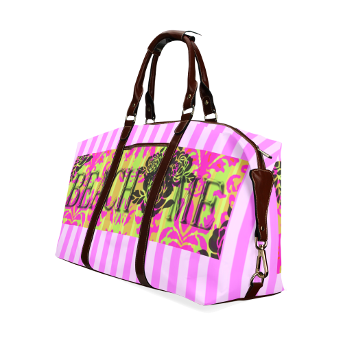 Beach Me Pink Stripe Classic Travel Bag (Model 1643) Remake