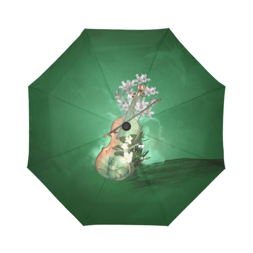 Violin with flowers Auto-Foldable Umbrella (Model U04)