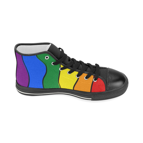 Gay Pride - Rainbow Flag Waves Stripes 1 Women's Classic High Top Canvas Shoes (Model 017)