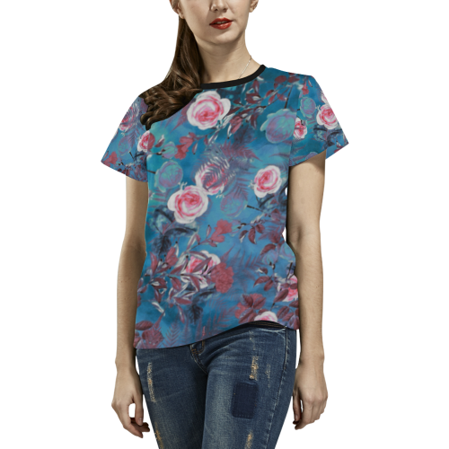 flowers 4 All Over Print T-shirt for Women/Large Size (USA Size) (Model T40)