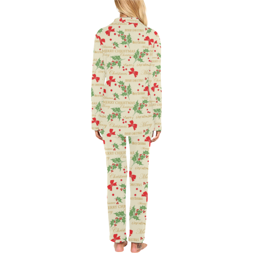 Bows Mistletoe Christmas Women's Long Pajama Set