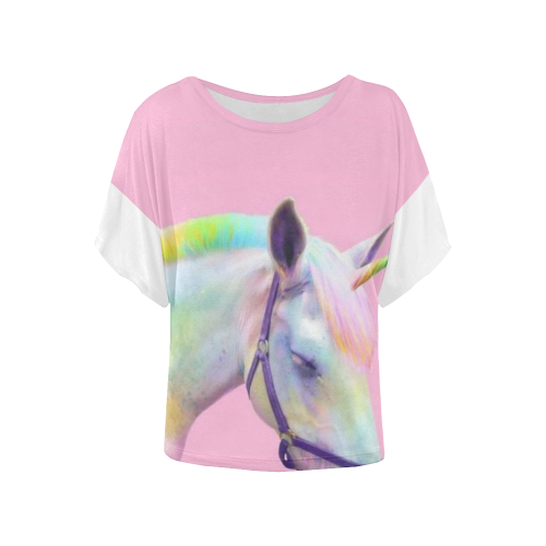 Rainbow Horse Women's Batwing-Sleeved Blouse T shirt (Model T44)