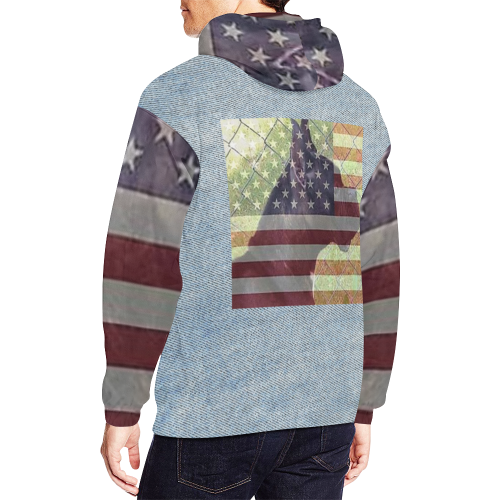 Patriotic Boxer All Over Print Hoodie for Men/Large Size (USA Size) (Model H13)