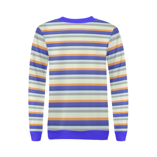 Fun Stripes 3 Blue All Over Print Crewneck Sweatshirt for Women (Model H18)