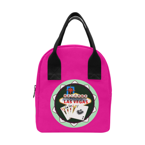 LasVegasIcons Poker Chip - Poker Hand / Pink Zipper Lunch Bag (Model 1689)