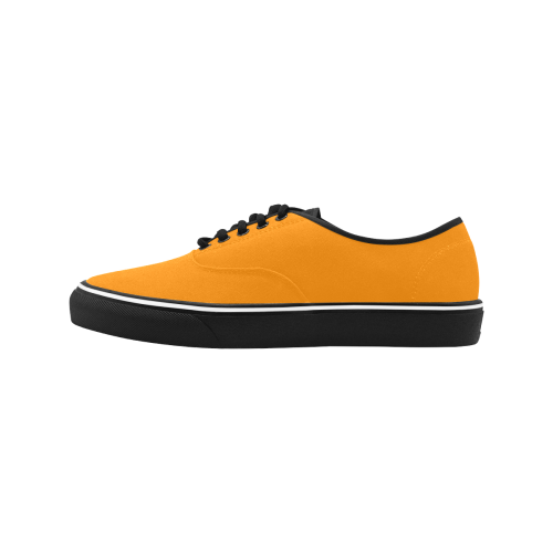 color dark orange Classic Men's Canvas Low Top Shoes (Model E001-4)