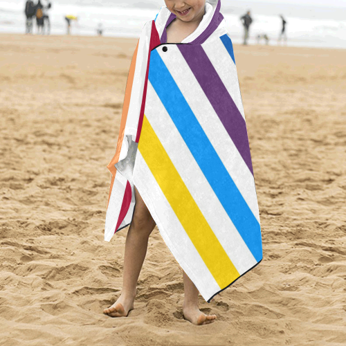 Rainbow Stripes with White Kids' Hooded Bath Towels