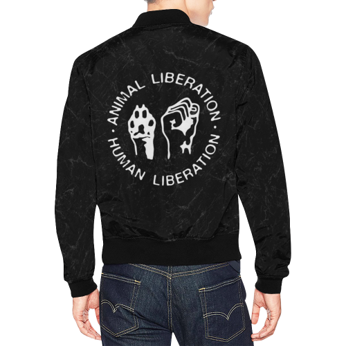 Animal Liberation, Human Liberation All Over Print Bomber Jacket for Men/Large Size (Model H19)