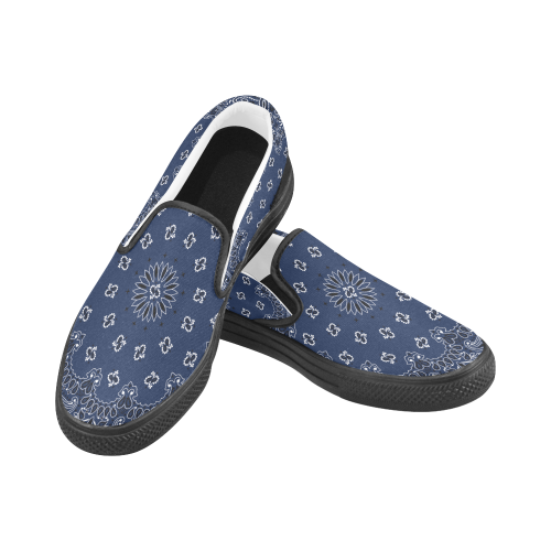 Blue Bandana Men's Slip-on Canvas Shoes (Model 019)
