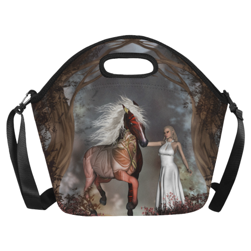 Fantasy horse with fairy Neoprene Lunch Bag/Large (Model 1669)