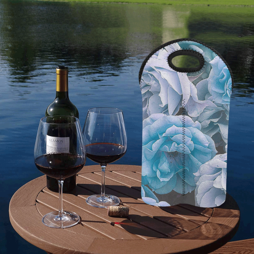 great garden roses blue 2-Bottle Neoprene Wine Bag
