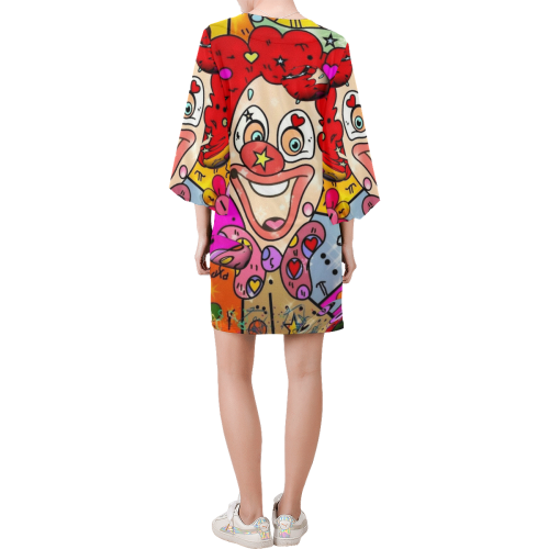 Clown Popart by Nico Bielow Bell Sleeve Dress (Model D52)