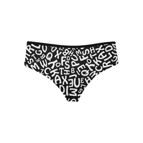 Alphabet Black and White Letters Women's Hipster Panties (Model L33)