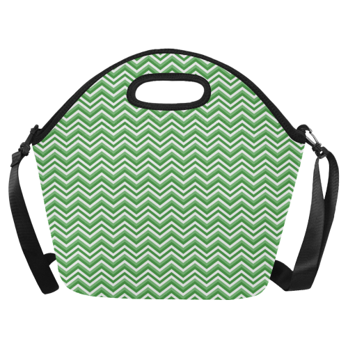 Green Chevron Neoprene Lunch Bag/Large (Model 1669)
