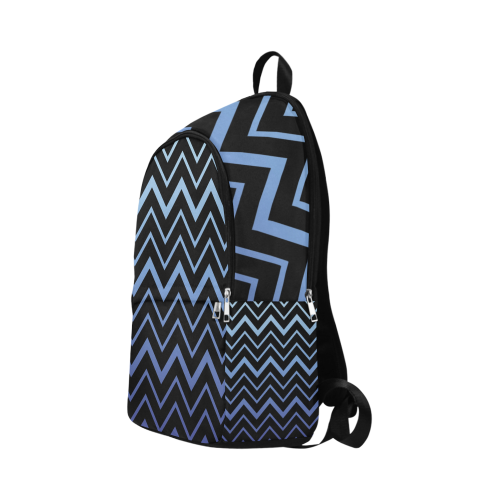 Steel Blue Chevrons on Black Background Fabric Backpack for Adult (Model 1659)