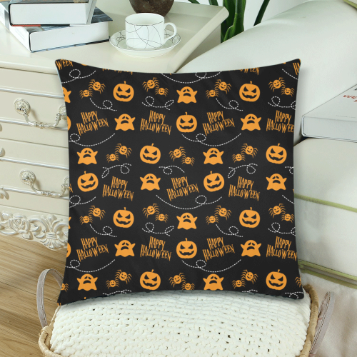Fun Spooky Halloween Pattern Custom Zippered Pillow Cases 18"x 18" (Twin Sides) (Set of 2)