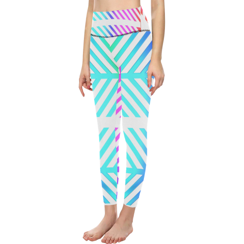 Rainbow Multicolored Ethnic Abstract Design 2 Women's All Over Print High-Waisted Leggings (Model L36)