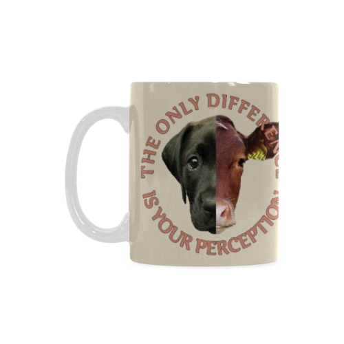 Vegan Cow and Dog Design with Slogan White Mug(11OZ)