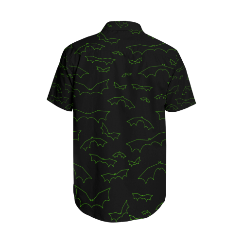 Green Neon Bats Men's Short Sleeve Shirt with Lapel Collar (Model T54)