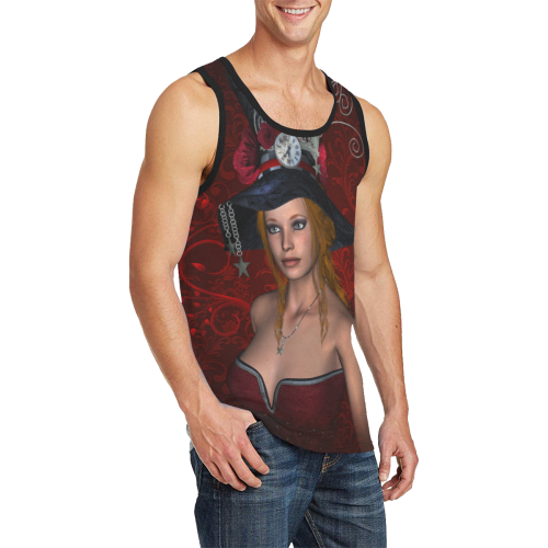 Beautiful steampunk lady, awesome hat Men's All Over Print Tank Top (Model T57)