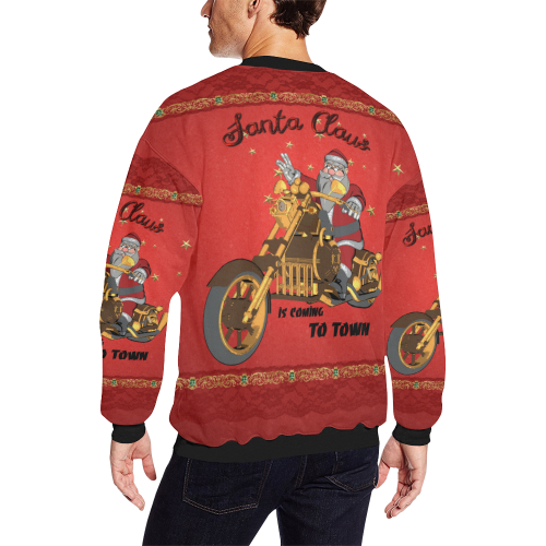 Santa Claus wish you a merry Christmas Men's Oversized Fleece Crew Sweatshirt/Large Size(Model H18)