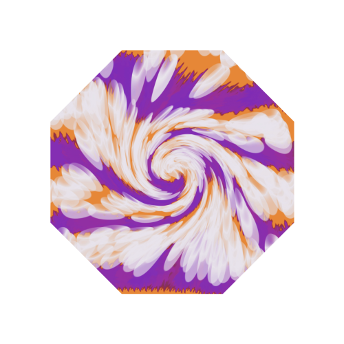 Purple Orange Tie Dye Swirl Abstract Anti-UV Auto-Foldable Umbrella (Underside Printing) (U06)