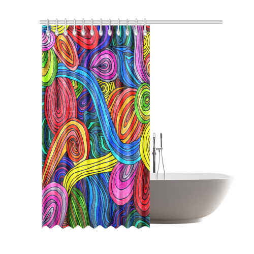 Psychedelic Lines Shower Curtain 69"x84"