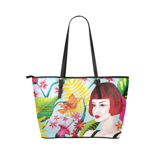 TROPICAL DREAMING Leather Tote Bag/Large (Model 1651)