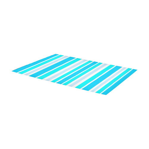 Summer Blues Stripes Area Rug 7'x3'3''