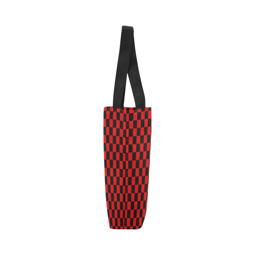 Checkerboard Black and Red Canvas Tote Bag (Model 1657)