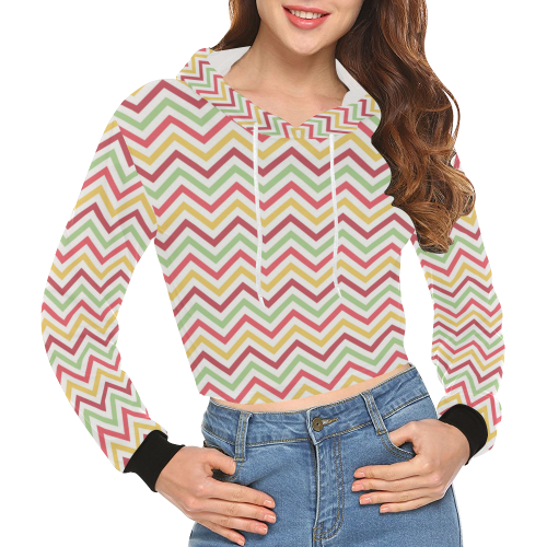 Chevron All Over Print Crop Hoodie for Women (Model H22)