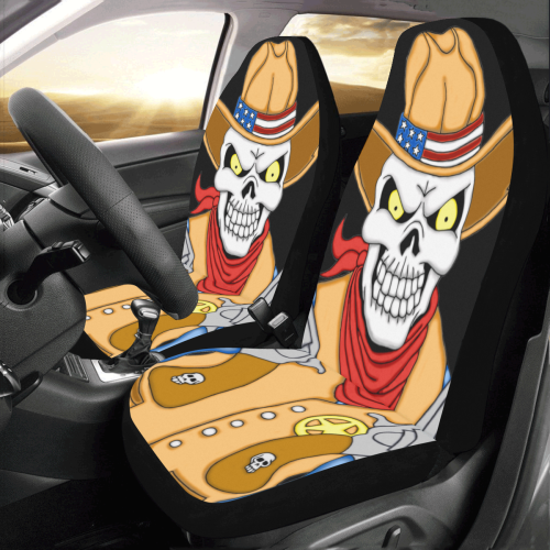 Sheriff Cowboy Sugar Skull Car Seat Covers (Set of 2)